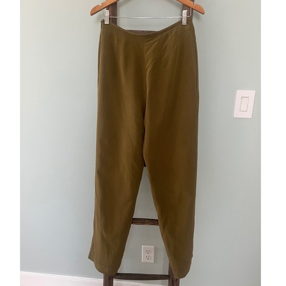 Travis Ayers Dressbarn Silk Olive Green Dress Pants Career Size 10 - Picture 1 of 4